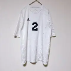 アディダス adidas ゲームシャツ クルーネック 半袖 XL 白 スポーティ