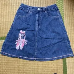 Shirley Temple デニムスカート バレエシューズ刺繍