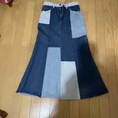 RODEO CROWNSデニムパッチワークロングスカート