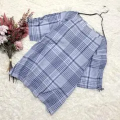 スタジオクリップ チェック チュニック ブラウス 総柄 リボン 日本製 ブルーF