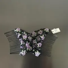 ビーズ花モチーフヘアコーム
