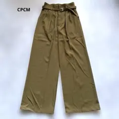 CPCM オリーブ色 ベルト付き ワイドパンツ カジュアルパンツのサムネイル