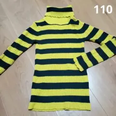 RUGGEDWORKS 黄と黒のストライプタートルネックセーター 110