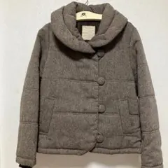 ブラウン フード付き ダウンコート　中綿入り