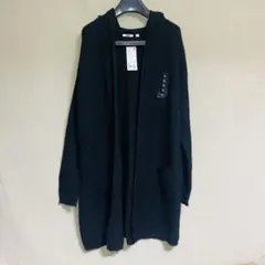 新品　UNIQLO ユニクロ　ローゲージニットアウター　ブラック　XLサイズ