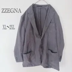 【極美品/現行】レノマ×ゼニア　リネン混サマージャケット　ブルーストライプ　L 極美品/現行】レノマ×ゼニア リネン混サマージャケット ブルー