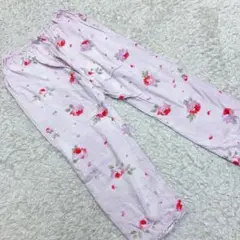《 パジャマ 》 花柄 パープル パジャマ下 ズボン Mサイズ ウエストゴム