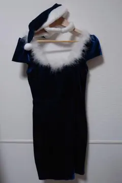 サンタ コスプレ衣装 ブルー ベロアワンピース