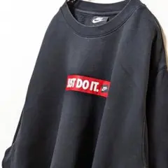 ナイキ JUST DO IT ロゴ スウェットトレーナー ブラック黒XL古着