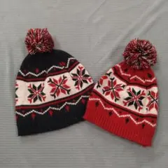 雪の結晶デザイン ニット帽 2個セット M