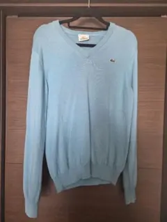 LACOSTE Vネック ニット セーター ライトブルーのサムネイル