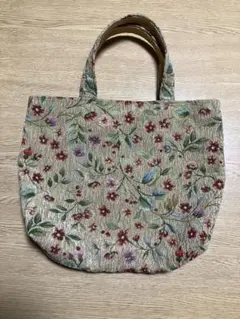 ハンドメイド　ゴブラン織で作った花柄トートバッグ