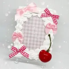 トレカケースデコホイップデコB8 y2k ガーリー 白ピンク さくらんぼリボン