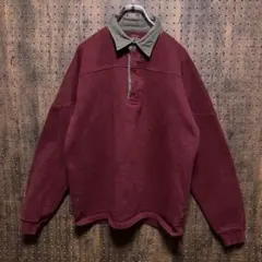 Cabela's カベラス　ハーフボタン　スウェット　襟付き　えんじ　dsw04