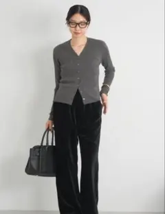 イエナ　イタリア系　リブVネックカーディガン