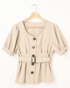 INGNI イング 前ボタンペプラム ブラウス ベージュ