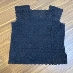 CHADORIAN チャドリアン総レーストップスカットソー ブラックノースリーブ