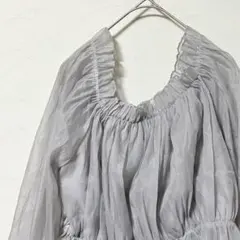 ミウィビレット クラシカルエルフ シアー ギャザーブラウス グレー XL 美品のサムネイル
