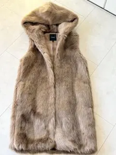 【美品】theory ファー　ロングベスト ジレ　セオリー　S ファーベスト