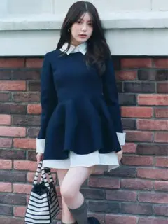 Snidel シャツレイヤードニットチュニック