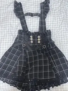 LIZLISA リズリサ レースアップサスペンダー付スカパン ブラックチェック