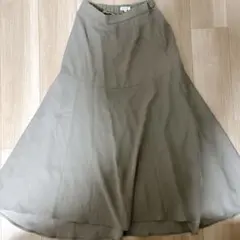 PLST プラステ サテン フレアスカート グレージュ カーキ S