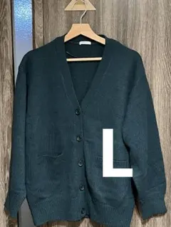 CINEMA CLUB Vネックニットカーディガン L グリーン レディース