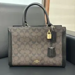 COACH コーチ シグネチャー 2WAY ブラック ブラウン ハンドバッグ