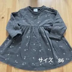 ZARA baby　花柄 グレー ワンピース 裏起毛