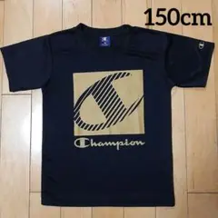 【中古】Champion★150cm・Tシャツ(黒✕ゴールド)
