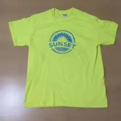 GILDAN SUNSET プリント Tシャツ ネオンイエロー