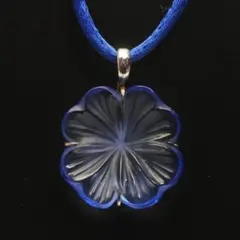 ラリック　クリスタルグラス　パープル　ネックレス　フラワー　箱付き ラリック クリスタルグラス パープル ネックレス フラワー 箱付き