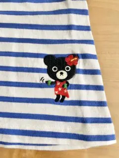 ダブルビー　ハイビスカス、ストライプ柄　Tシャツ　150 袖フリルのサムネイル