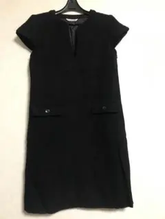 Le. Codie blanc 半袖ニットひざ丈ワンピース　ブラックサイズ 38