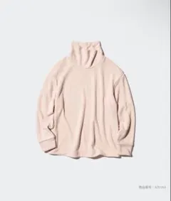 UNIQLO ソフトニットフリースリブハイネックT ピンク M