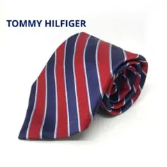 TOMMY HILFIGERネクタイ　紺×赤×白　ストライプ柄　アメリカ製　絹製