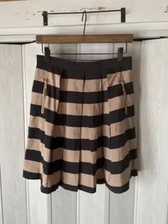 ◆アダムエロぺ/ジッパーポケット付き/ボーダー柄のタック入りスカート◆sk