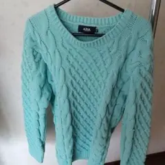 AZUL ケーブル編み ミントグリーン セーター M