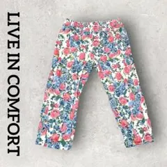 LIVE IN COMFORT 花柄レギンスパンツ クロップドパンツ (LL)白のサムネイル