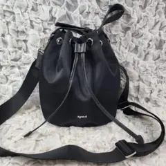 最終値下げアニエスベー 希少 巾着型 2way ナイロン ショルダーバッグ