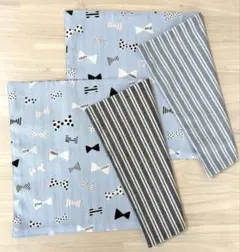 24時間以内発送⭐︎ランチョンマット　25×35 リボン×ストライプ　２枚セット