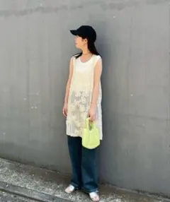 Kastane カスタネ 前後2Wayフラワーレースミニワンピース チュニック