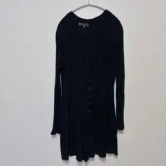 美品】stonl 【S】ブラック リブ編み カーディガン