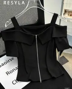 SHEIN RESYLA オフショルダー 半袖 トップス ブラック XLのサムネイル