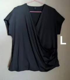 ブラックラップスタイルノースリーブトップス　L