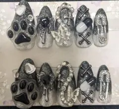 地雷系　地雷系ネイル　ジェルネイル　ネイルチップ　量産型　ハンドメイド