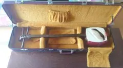 三味線 中古品 紅木 花梨 綾杉胴 80年代 ケース付き 本体 皮なし