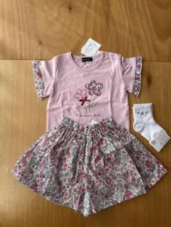 【値下げ交渉可】BeBe 花柄 Tシャツ スカート セット　90