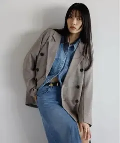 Bonjour Sagan ガンクラブチェックダブルブレストジャケット