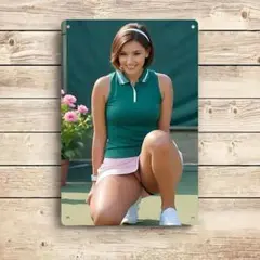 美女 　女子テニス選手　メタルサイン　インテリア雑貨 金属